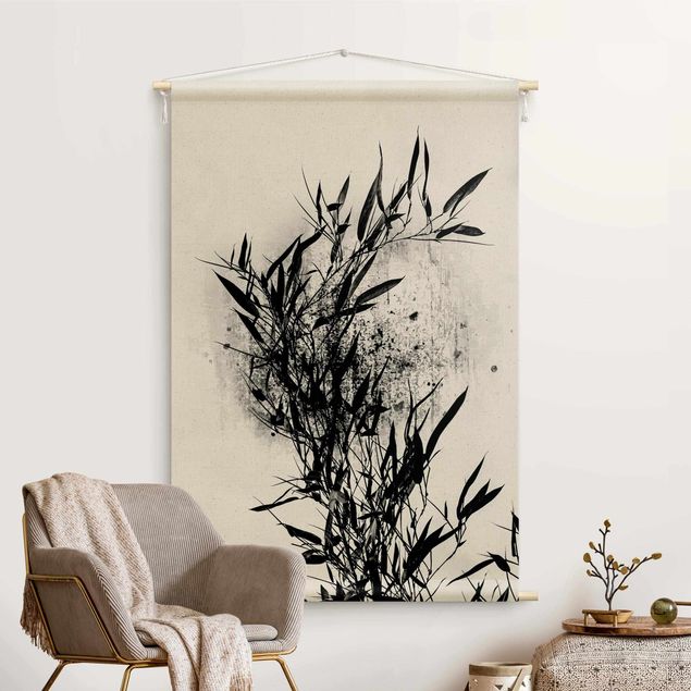 Wandbehang modern Grafische Pflanzenwelt - Schwarzer Bambus