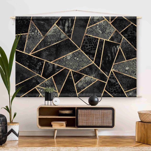 Moderne Wandteppiche Graue Dreiecke Gold