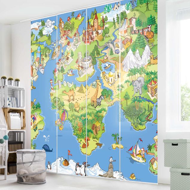 Schiebevorhänge Great and Funny Worldmap