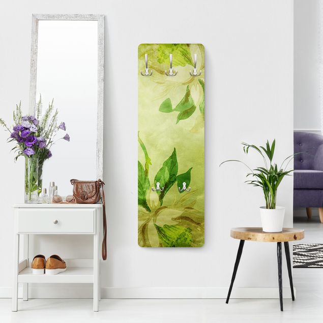 Wandgarderobe mit Motiv Green Blossoms