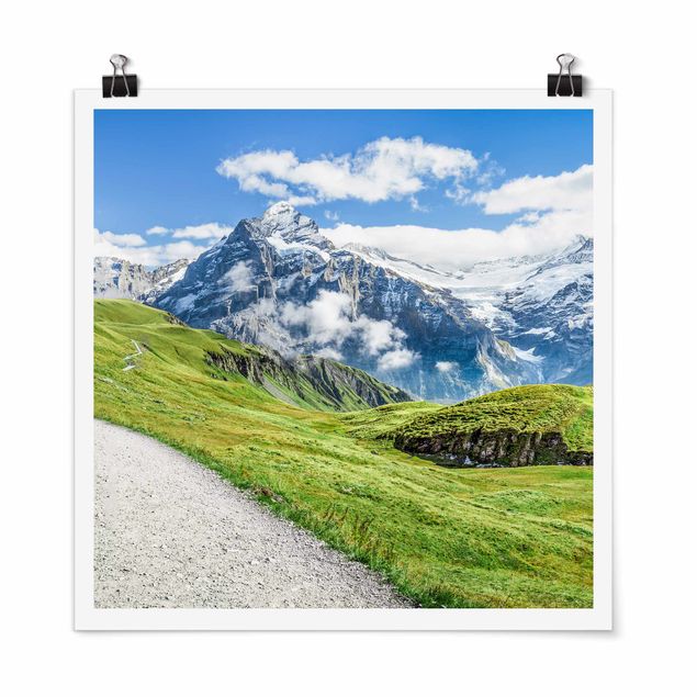 Poster Landschaft Grindelwald Panorama