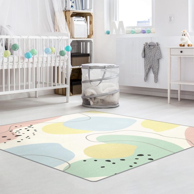 Teppich Kinderzimmer Große geometrische Formen - Pastell