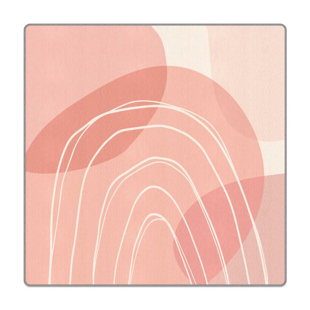 Teppich - Große Kreisformen im Regenbogen - rosa
