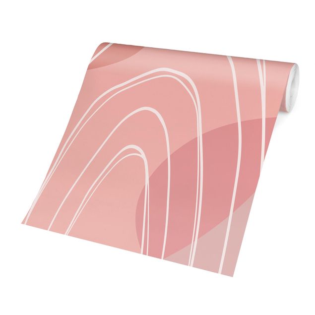 Design Tapeten Große Kreisformen im Regenbogen - rosa