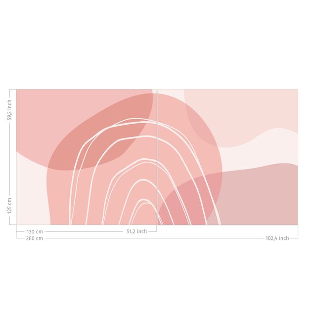Verdunkelungsvorhänge Große Kreisformen im Regenbogen - rosa