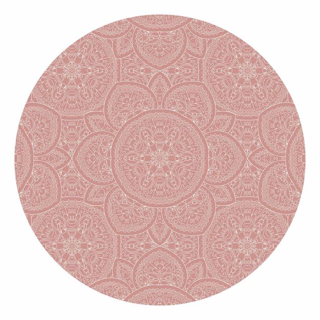 Runde Tapete selbstklebend - Große Mandala Muster in Altrosa