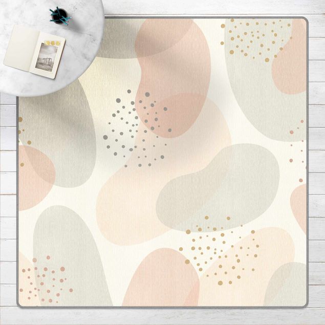Teppich - Große Pastell Kreisformen mit Punkten