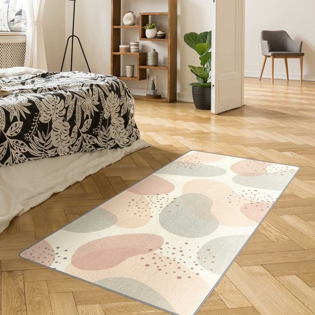 Moderner Teppich Große Pastell Kreisformen mit Punkten
