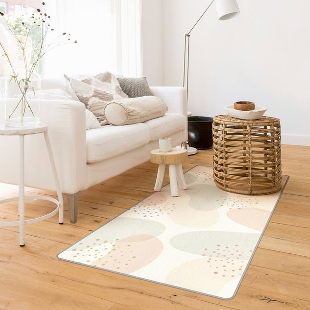Moderner Teppich Große Pastell Kreisformen mit Punkten