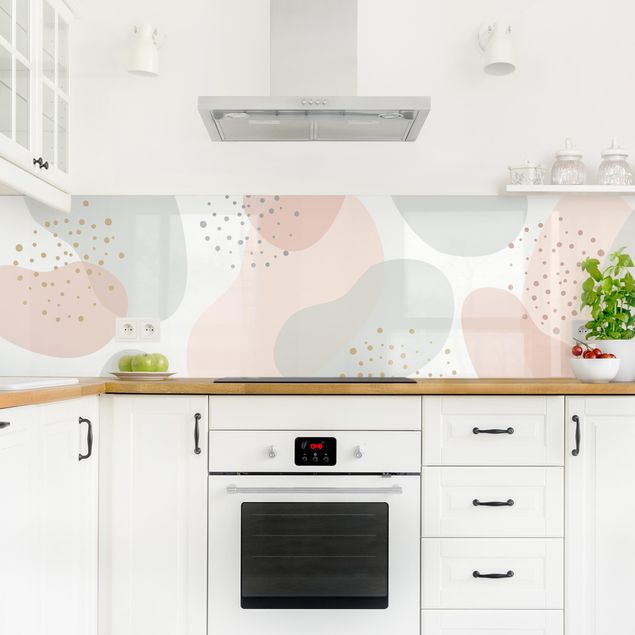 Wandpaneele Küche Große Pastell Kreisformen mit Punkten
