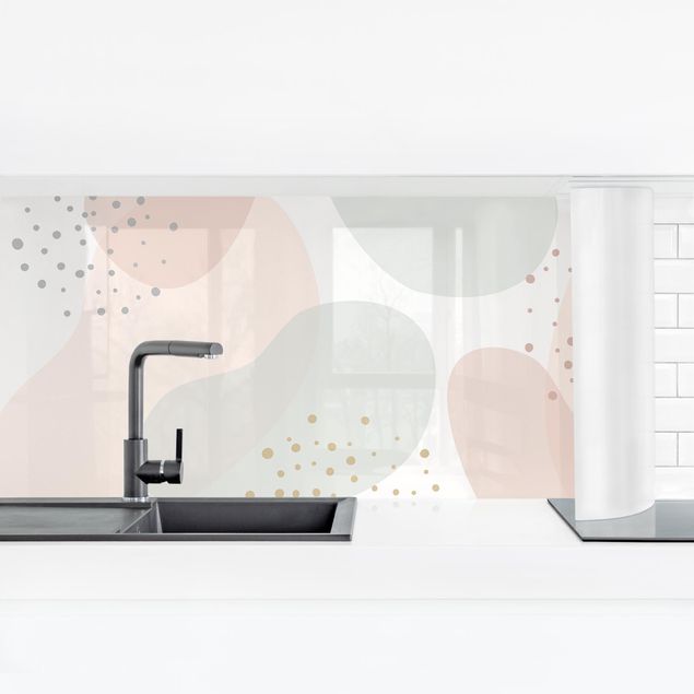 Küchenrückwand selbstklebend Große Pastell Kreisformen mit Punkten