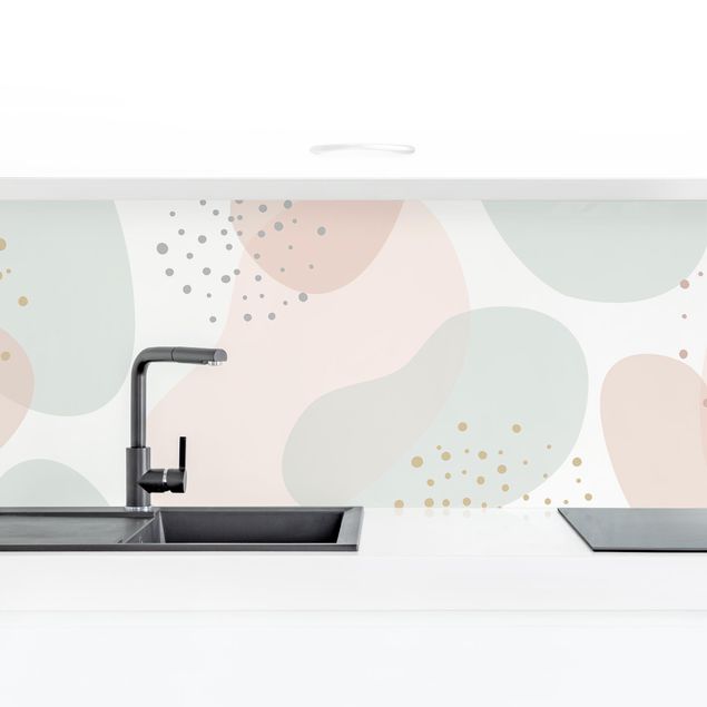 Küchenrückwand selbstklebend Große Pastell Kreisformen mit Punkten