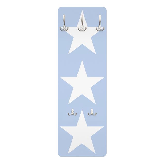 Kindergarderobe - Große Weiße Sterne auf Blau - Kinderzimmer