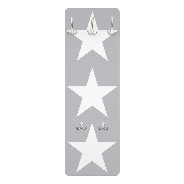 Kindergarderobe - Große weiße Sterne auf grau - Kinderzimmer