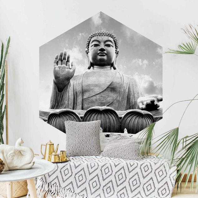 Buddha Fototapete Großer Buddha Schwarz-Weiß