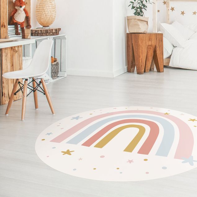 Moderner Teppich Großer Regenbogen mit Sternen und Pünktchen