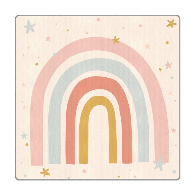 Teppich - Großer Regenbogen mit Sternen und Pünktchen