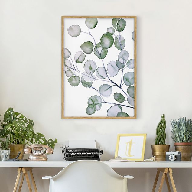 Blumen Bilder mit Rahmen Grünes Aquarell Eukalyptuszweig