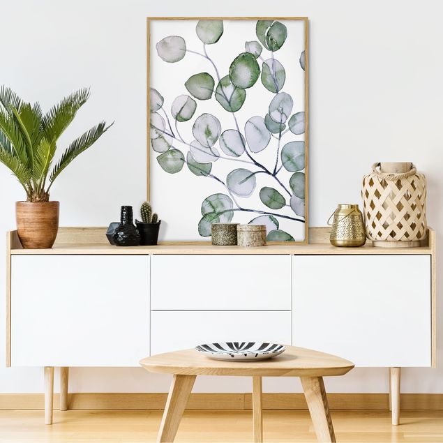 Monika Strigel Poster Grünes Aquarell Eukalyptuszweig
