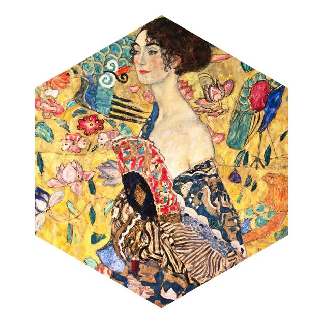 Tapeten Gustav Klimt - Dame mit Fächer