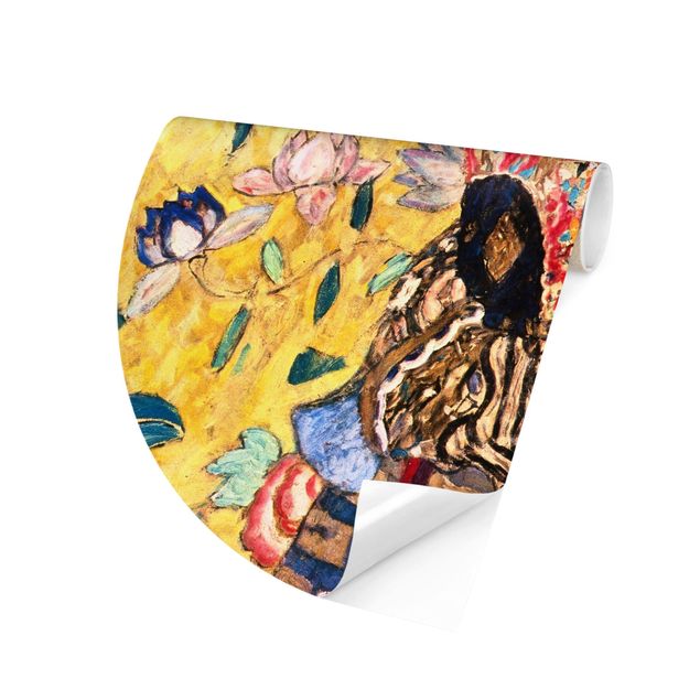 Runde Tapete selbstklebend - Gustav Klimt - Dame mit Fächer