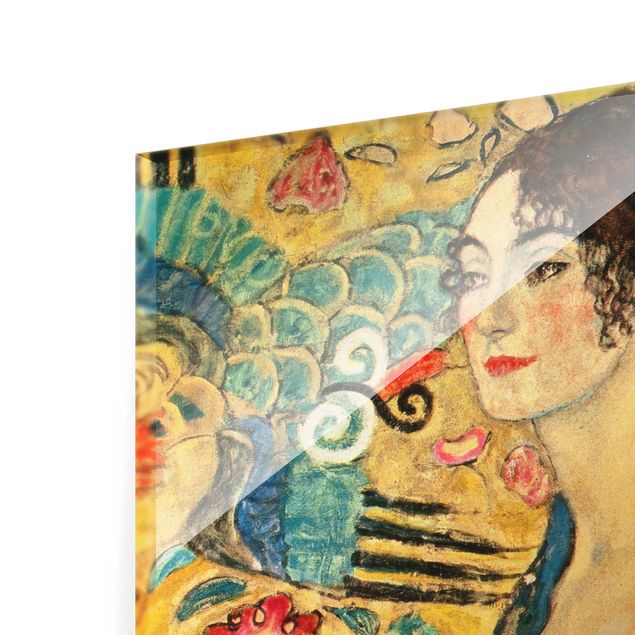Glasbild - Gustav Klimt - Dame mit Fächer - Hochformat 3:2