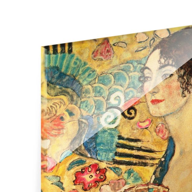 Glasbild - Gustav Klimt - Dame mit Fächer - Hochformat 4:3