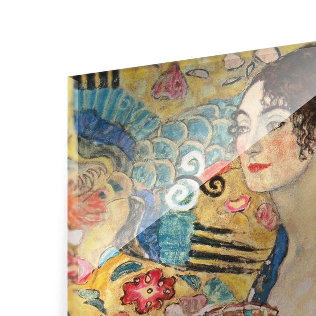 Glasbilder Gustav Klimt - Dame mit Fächer