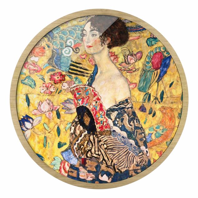 Kunstdrucke mit Rahmen Gustav Klimt - Dame mit Fächer