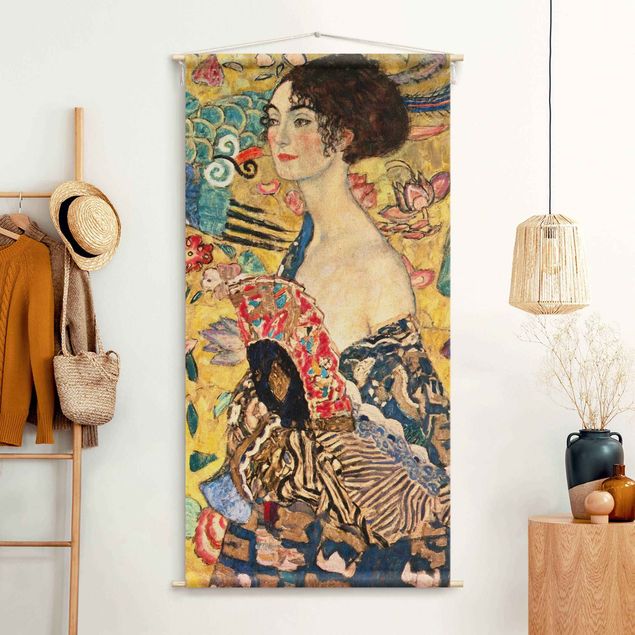 Wandbehang modern Gustav Klimt - Dame mit Fächer