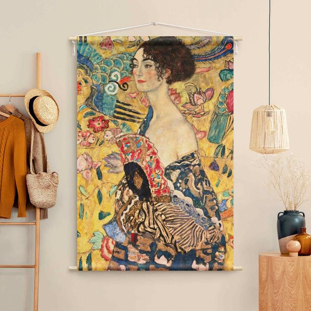Wandbehang Gustav Klimt - Dame mit Fächer