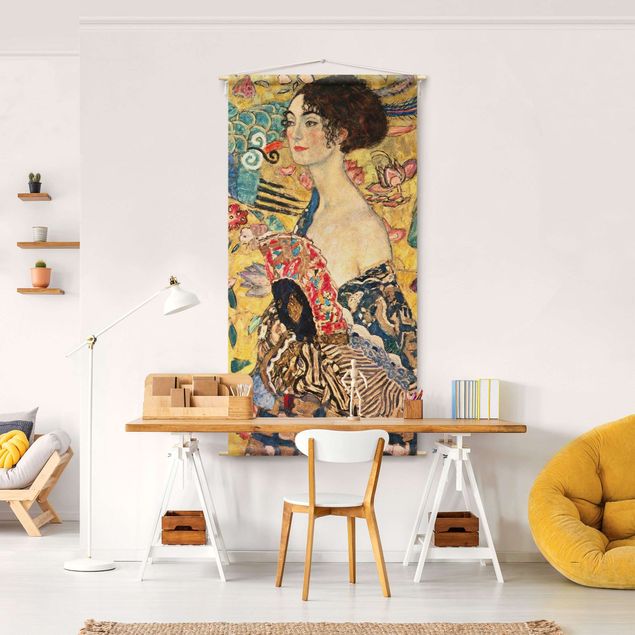 Wandtuch Gustav Klimt - Dame mit Fächer