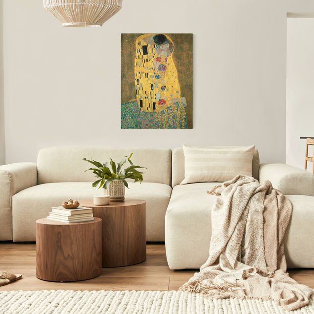 Leinwandbilder Gold Canvas Gustav Klimt - Der Kuß