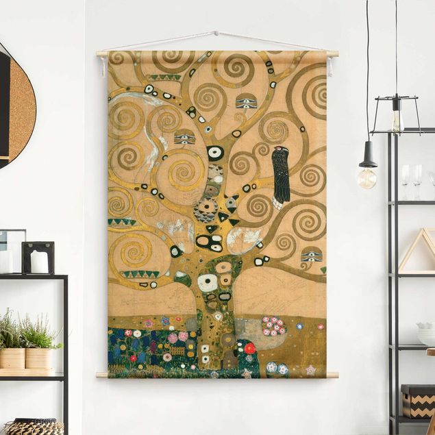 Wandteppich modern Gustav Klimt - Der Lebensbaum