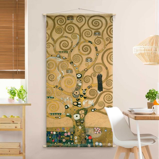 Wandbehang Stoffbild Gustav Klimt - Der Lebensbaum