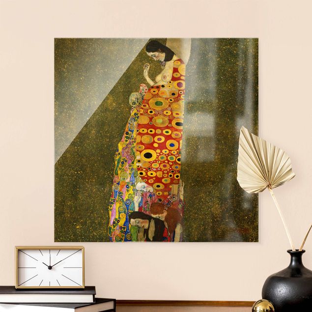Glasbild - Gustav Klimt - Die Hoffnung II - Quadrat 1:1