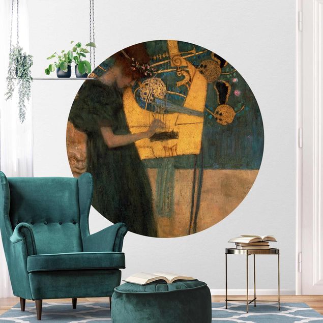 Runde Tapete selbstklebend - Gustav Klimt - Die Musik