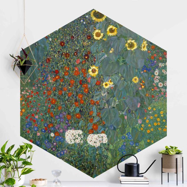 Tapete Art Deco Gustav Klimt - Garten Sonnenblumen