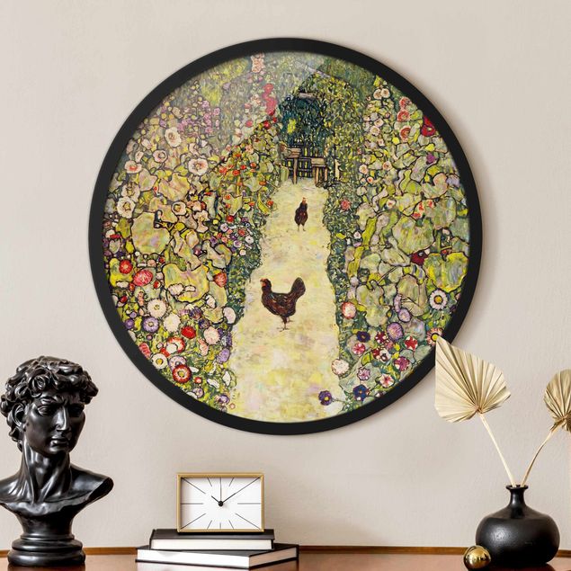 Jugendstil Gemälde Gustav Klimt - Gartenweg mit Hühnern