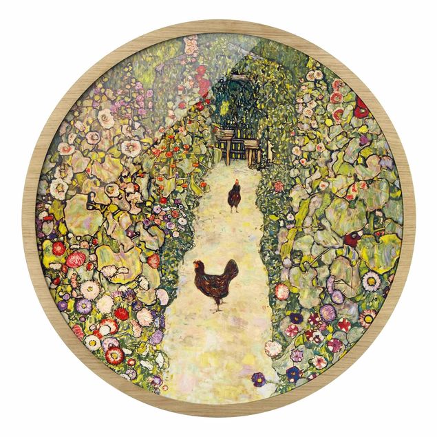 Gerahmte Kunstdrucke Gustav Klimt - Gartenweg mit Hühnern