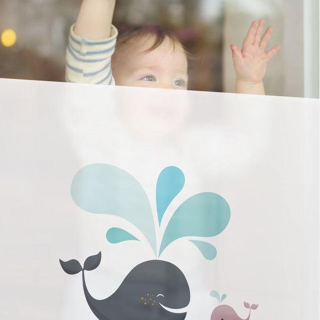 Fensterfolie - Sichtschutz - No.EK146 Happy Whales - Fensterbilder