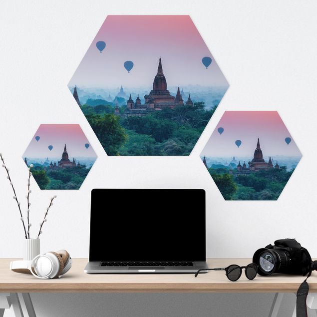 Hexagon Bild Forex - Heißluftballons über Tempelanlage