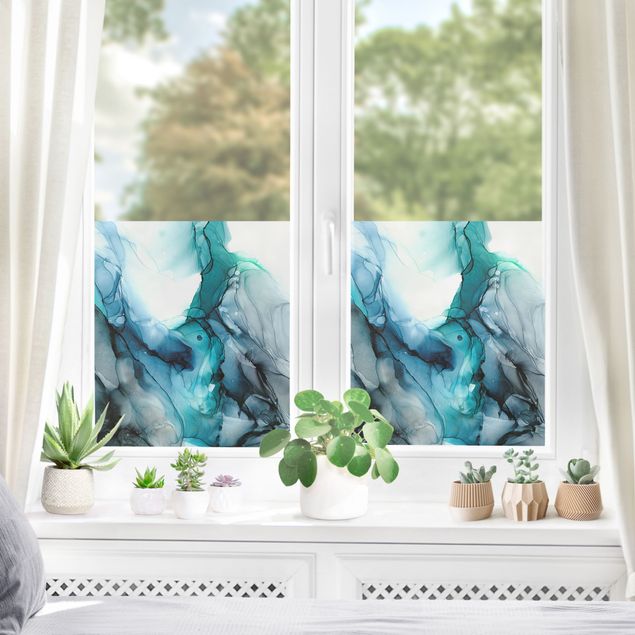 Fensterfolie - Sichtschutz - Herabfallende Regenwolken - Fensterbilder