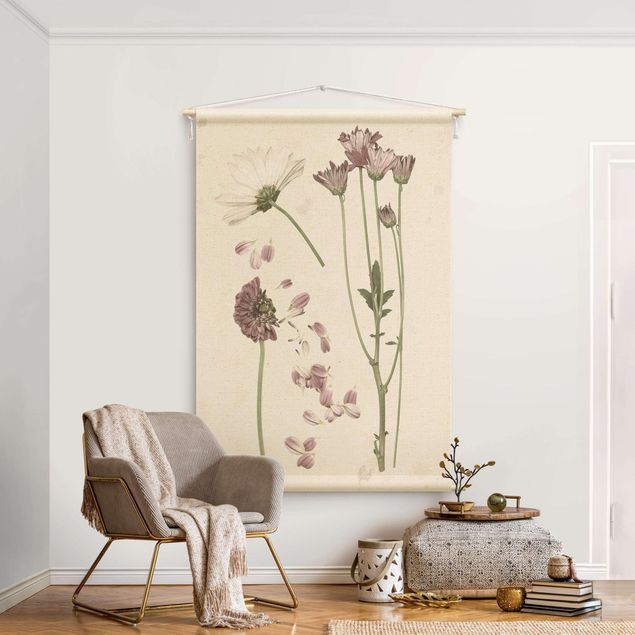 Wandtücher Herbarium in rosa II