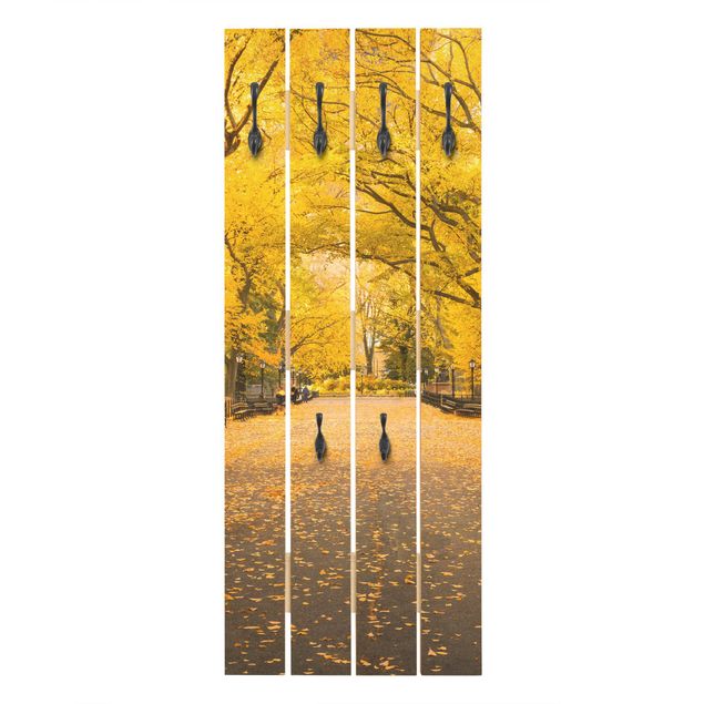 Wandgarderobe Holzpalette - Herbst im Central Park