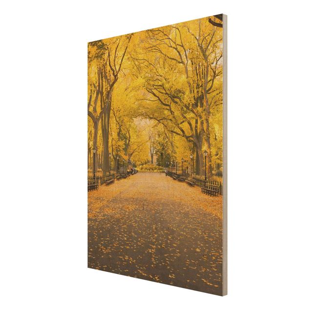 Holzbild - Herbst im Central Park - Hochformat