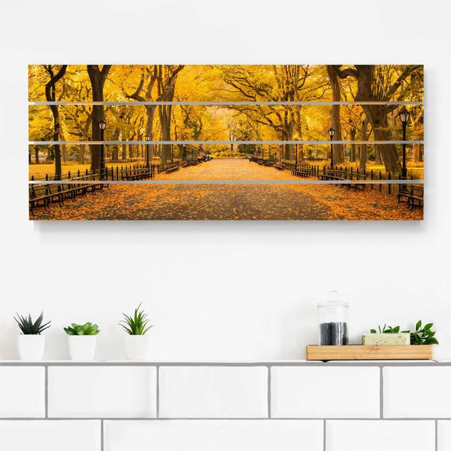 Holzbilder Syklines Herbst im Central Park