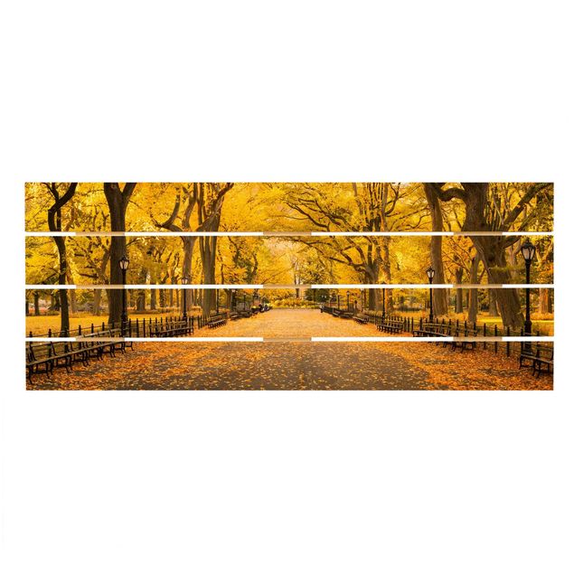 Holzbild - Herbst im Central Park - Panorama