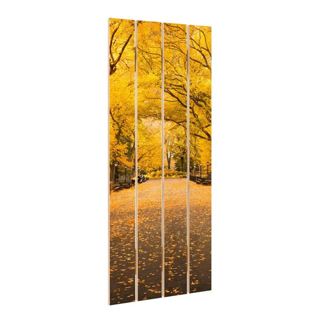 Holzbild - Herbst im Central Park - Hochformat