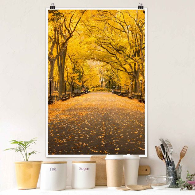 Poster New York Skyline Herbst im Central Park
